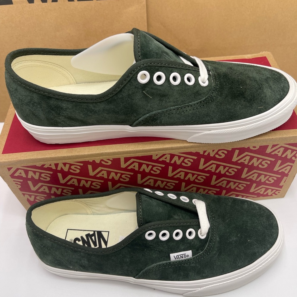Vans Men’s Dark Green Suede Authentic Pig Suede Dried Kelp VN000D7YEMU Sneakers - Picture 15 of 16